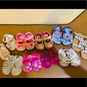 Infant summer shoes.  9 pairs,